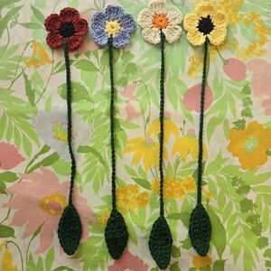 Handmade Crochet Flower Bookmarks-Set of 4